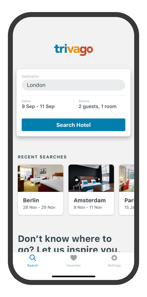 trivago hotel search interface